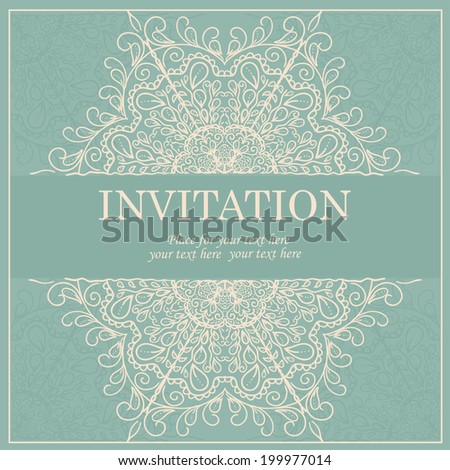 Vintage invitation card with lace ornament.