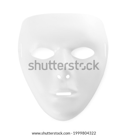 Theatre mask isolated on white, top view