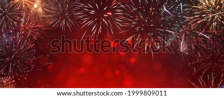 abstract black and gold glitter background with fireworks. christmas eve, 4th of july holiday concept. banner