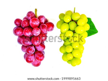 red grape fruit green grapes isolated on white background