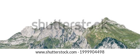 Green mountains isolated on white background