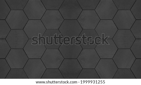 Black anhracite modern tile mirror made of hexagon tiles texture background