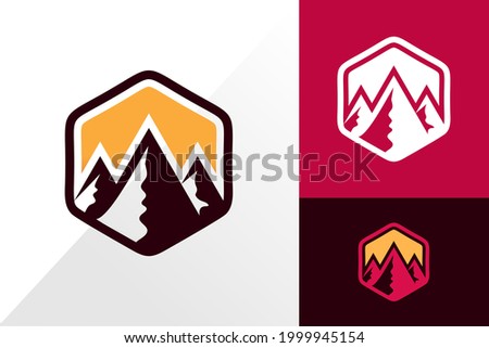 Hexagon Mountain Outdoor Logo Design  Brand Identity Logos Designs Vector Illustration Template