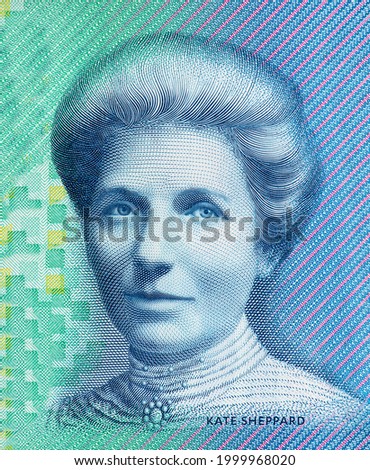 Kate Sheppard, Portrait from New Zealand Banknotes. Royalty-Free Stock Photo #1999968020