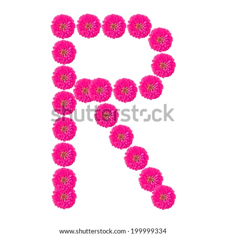 flower alphabet R isolated on white background
