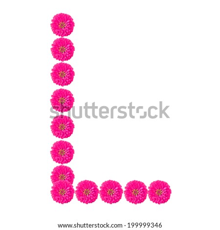 flower alphabet L isolated on white background