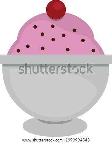Vector emoticon illustration of a raspberry flavored ice cream cup