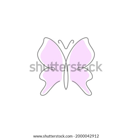 Flying Butterfly Logo minimalist one line style