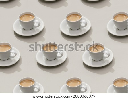 Espresso coffee cup pattern over gray background