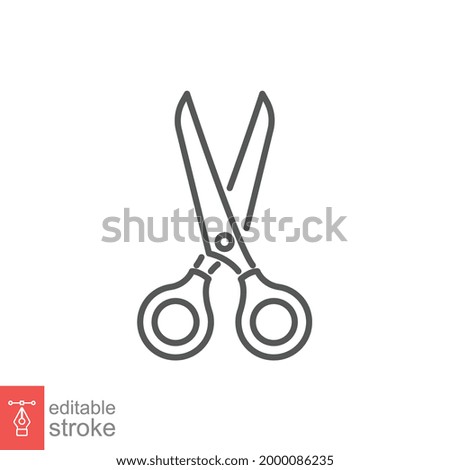 Scissor line icon. Tailor utility, barber equipment for haircut and hair dresser. Trim, separation and cut pictogram style. Editable stroke. Vector illustration. Design on white background. EPS 10
