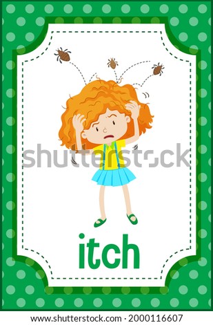 Vocabulary flashcard with word Itch illustration