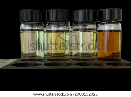 Corrosive Sulphur Test : Transformer Oil Testing, isolated on a black background.no focus