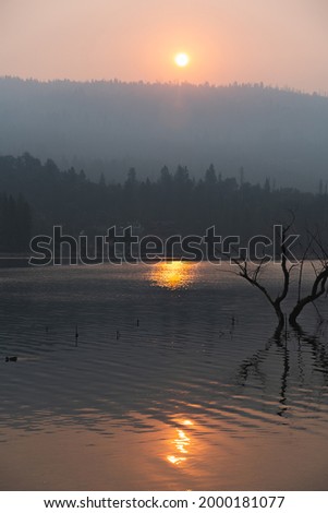 Bass Lake Sunset in California