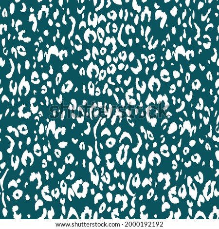 Abstract modern leopard seamless pattern. Animals trendy background.  Green and white decorative vector stock illustration for print, card, postcard, fabric, textile. Modern ornament of stylized skin.