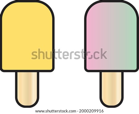 vector ice cream on a popsicle stick black outline 2 options