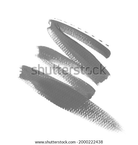 Silver grey smudge trace isolated on white background. Image. Creative abstract element design for logo or banner.