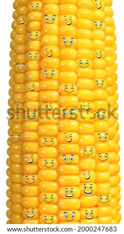 similes corn. smile corn with white background.