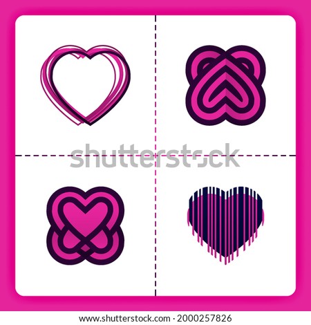 Love logo with 3d theme, barcode and stacked lines. Can be used for business romance, wedding organizer, matchmaking agency, invitation, valentine, girls stuff