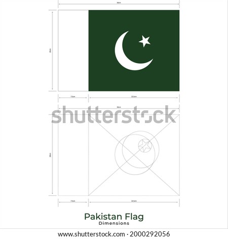 Simple flag of Pakistan. Pakistani flag Dimensions. Correct size, proportion, colors