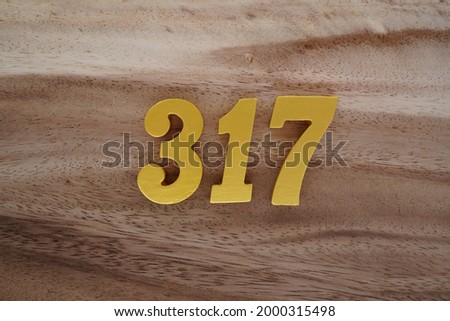 Gold Arabic numerals 317 on a dark brown to off-white wood pattern background.