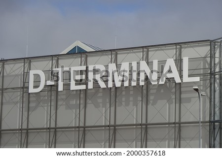 Logo of D-terminal in passenger port. Tallinn, Estonia