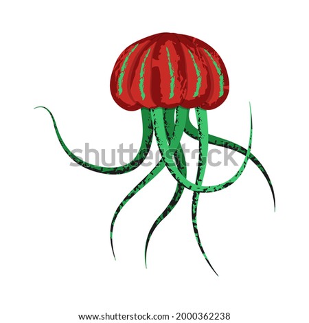 Jellyfish cartoon illustration. Isolated on white background.
