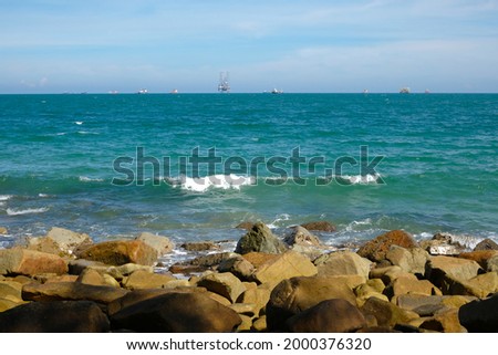 Amazing view of rocky sea side at Teluk Kalung, Terengganu, Malaysia. Royalty-Free Stock Photo #2000376320