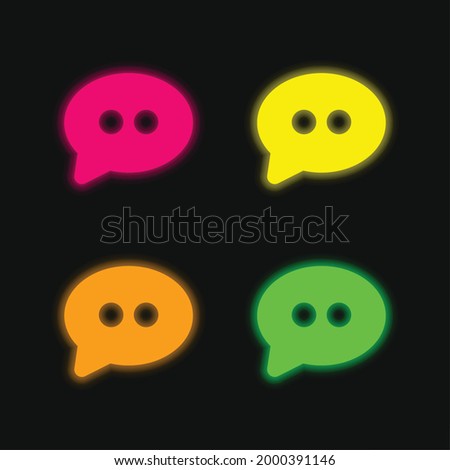 Big Speech Bubble four color glowing neon vector icon