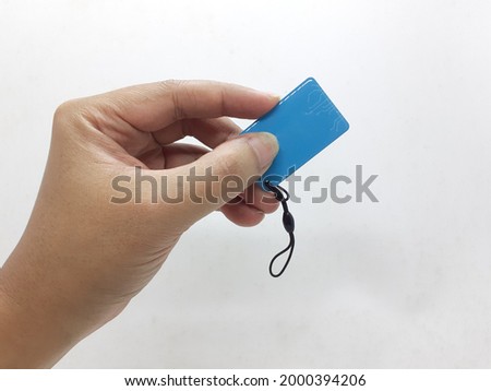 Electronic RFID Card for Modern Automatic Door Lock in White Isolated Background