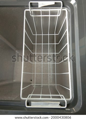 White iron freezer basket, top view