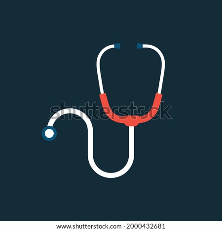 stethoscope of a doctor, flat Icon of stethoscope isolated on white background, vector illustration for web and mobile, stethoscope logo, vector artwork