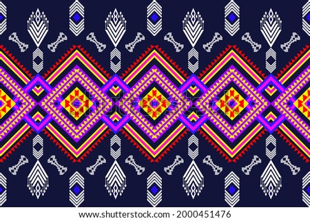 Geometric ethnic seamless pattern traditional Design for background,carpet,wallpaper,clothing,wrapping,Batik,fabric,Vector illustration.embroidery style.