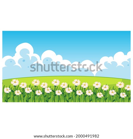 background template with the concept of a playground full of flowers at school
