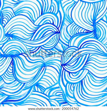 Watercolor painted abstract doodles pattern vector design