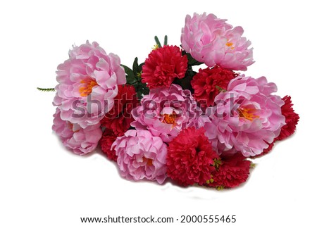 Yellow bouquet of chrysanthemum and carnation flowers. for table decoration, holiday. on an isolated white background. Valentine's day concept. new Year. Christmas. birthday. close-up.