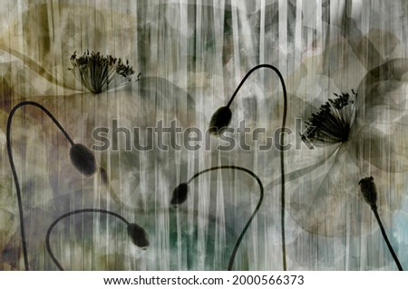Vegetable background. Poppies. Creative design for wallpaper