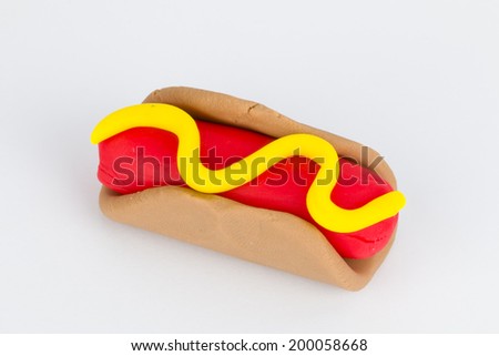 Hot dog from children bright plasticine 