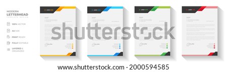 corporate modern letterhead design template with yellow, blue, green and red color. creative modern letter head design template for your project. letterhead, letter head, simple letterhead design. Royalty-Free Stock Photo #2000594585