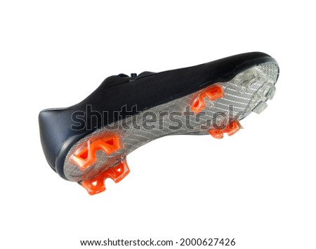 colorful orange and silver sole cleat over white background