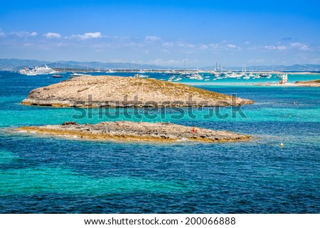 Formentera balearic island view from sea of the west coast