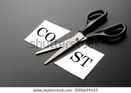 Scissors and cut paper with cost word