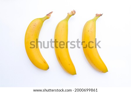 Single banana isolated on white background.From top view.