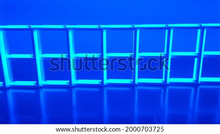 Blue Neon Lights in Grid Array