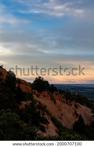 Red rocks with vivid skyline in Colorado Springs