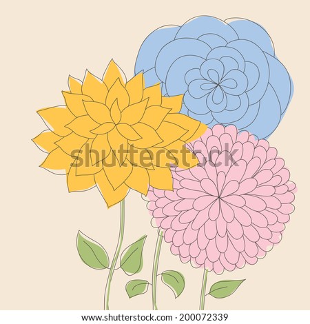 Beauty postcard in light tones. Summer illustration with flowers. Ideal for celebration card or poster