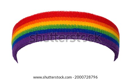 Fabric Rainbow Sweatband Cut Out on White. Royalty-Free Stock Photo #2000728796
