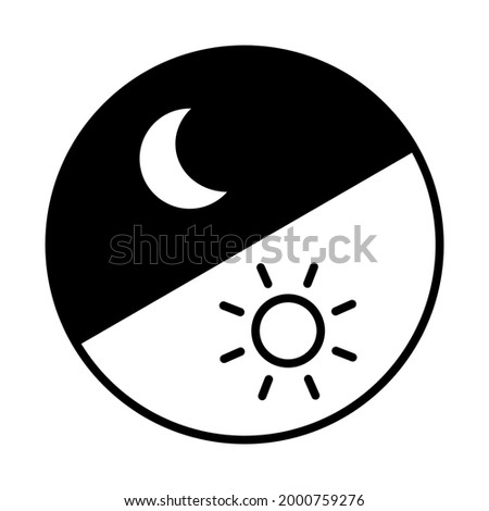 Morning and night image Round icon. From top left, night, morning (line art, blue) Royalty-Free Stock Photo #2000759276
