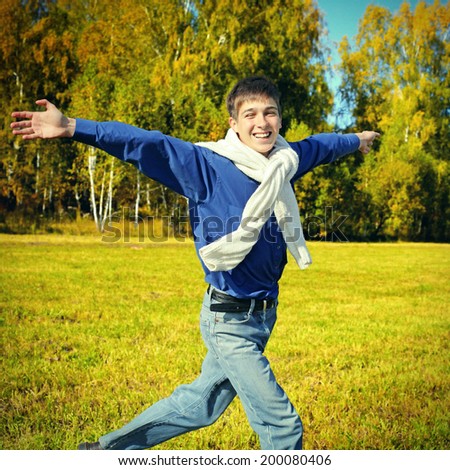Toned photo of Happy Teenager running outdoor