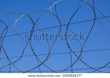 Barbed wire and freedom . High quality photo