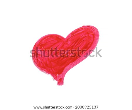 drawn bright red heart with lipstick isolated on white background Royalty-Free Stock Photo #2000925137